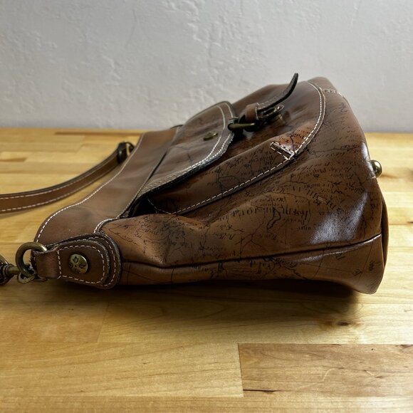 Patricia Nash Tuscania Leather Shoulder Bag Cross Body Purse Signature Map Print - Picture 6 of 15